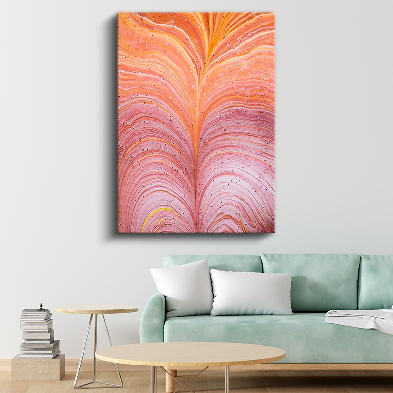Akışkan Dalgalar - Turuncu Pembe Soyut Çizgiler Kanvas Tablo