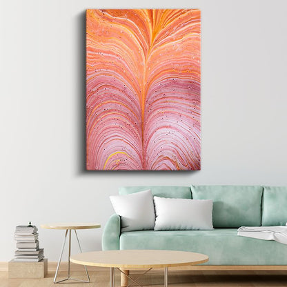 Akışkan Dalgalar - Turuncu Pembe Soyut Çizgiler Kanvas Tablo