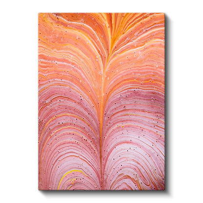 Akışkan Dalgalar - Turuncu Pembe Soyut Çizgiler Kanvas Tablo