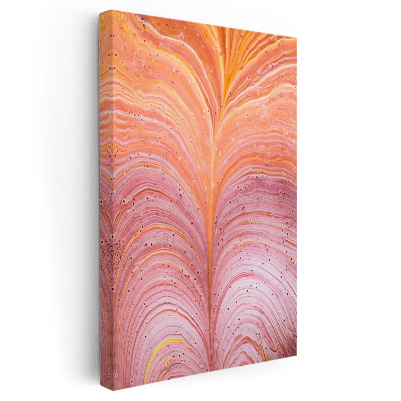 Akışkan Dalgalar - Turuncu Pembe Soyut Çizgiler Kanvas Tablo