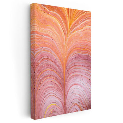 Akışkan Dalgalar - Turuncu Pembe Soyut Çizgiler Kanvas Tablo
