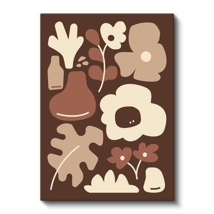 Organik Formlar - Toprak Tonları Minimalist Kompozisyon Kanvas Tablo