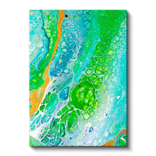 Okyanus Derinlikleri - Turkuaz Yeşil Akışkan Desenler Kanvas Tablo