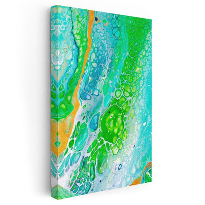 Okyanus Derinlikleri - Turkuaz Yeşil Akışkan Desenler Kanvas Tablo