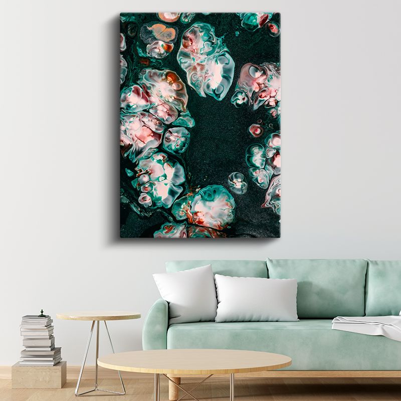 Sıvı Kristaller - Zümrüt Pembe Organik Formlar Kanvas Tablo