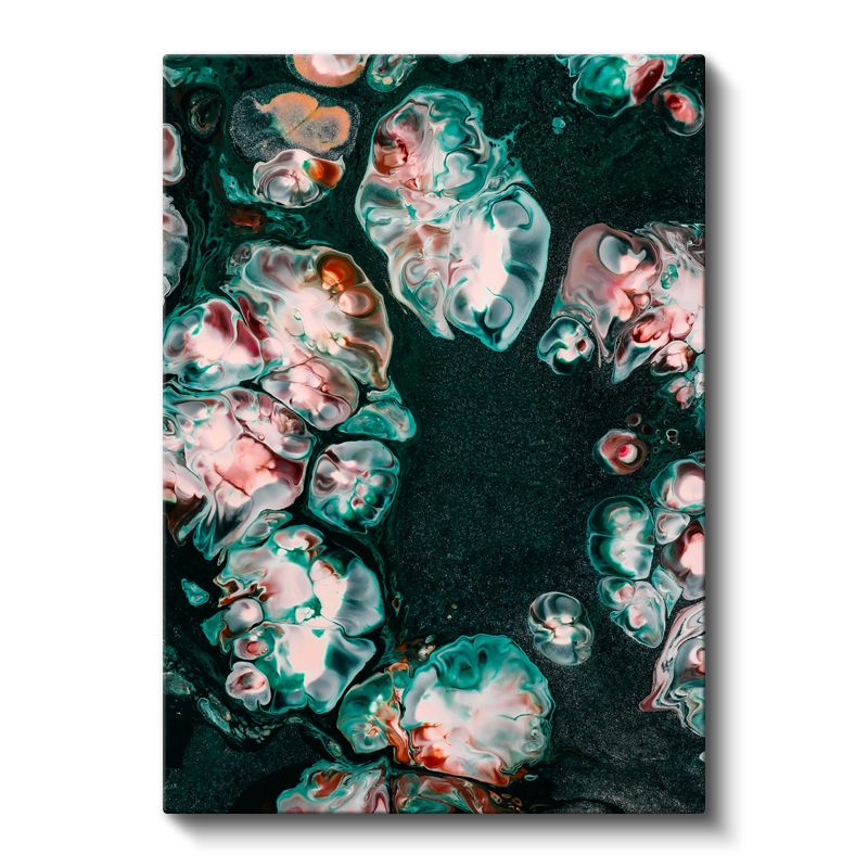 Sıvı Kristaller - Zümrüt Pembe Organik Formlar Kanvas Tablo