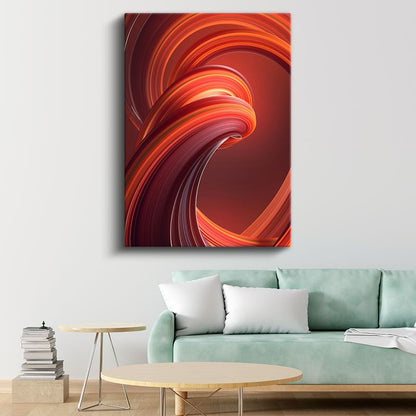 Ateş Spirali - Dinamik Kırmızı Dalgalar Kanvas Tablo