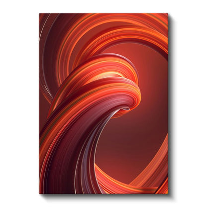 Ateş Spirali - Dinamik Kırmızı Dalgalar Kanvas Tablo