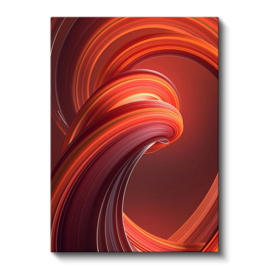 Ateş Spirali - Dinamik Kırmızı Dalgalar Kanvas Tablo