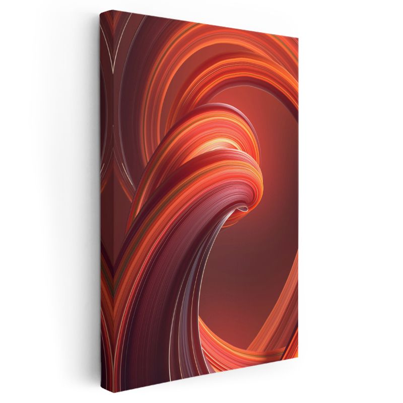 Ateş Spirali - Dinamik Kırmızı Dalgalar Kanvas Tablo