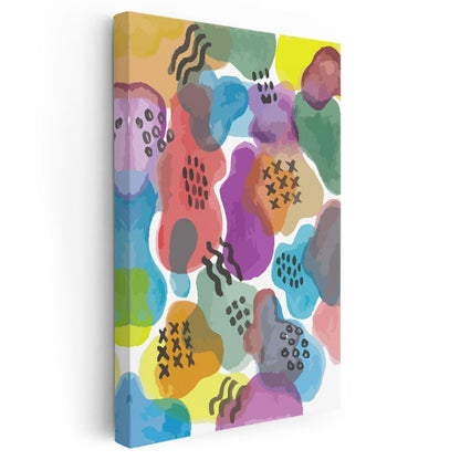 Renk Patlaması - Soyut Lekeler Desenli Kompozisyon Kanvas Tablo