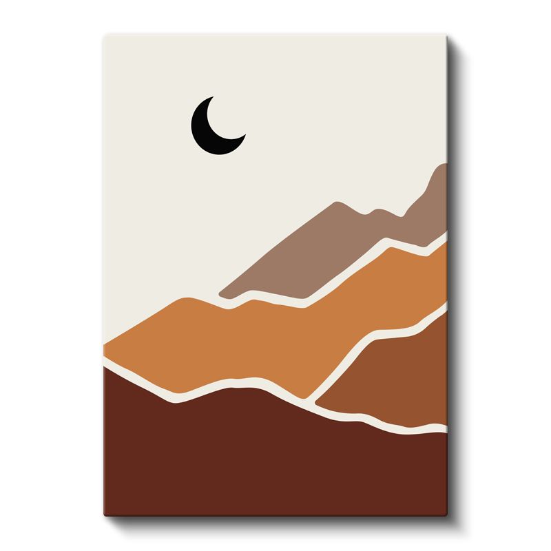 Gece Dağları - Minimalist Ay Işığı Kanvas Tablo