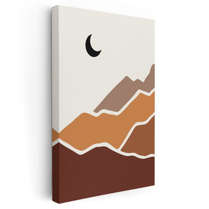 Gece Dağları - Minimalist Ay Işığı Kanvas Tablo