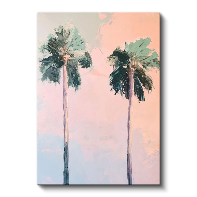 Palmiye Siluetleri - Pastel Gökyüzü Altında Kanvas Tablo
