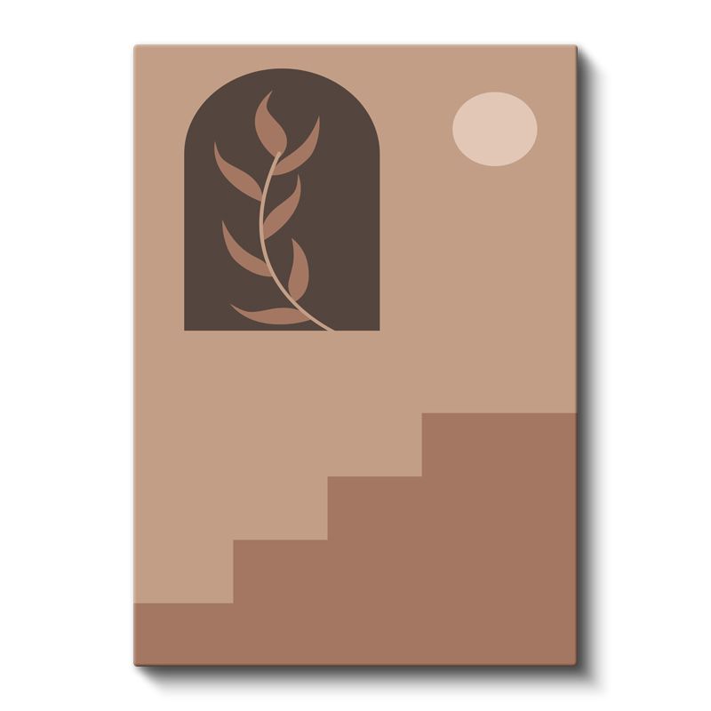 Mimari Sadelik - Yaprak Motifli Geometrik Kanvas Tablo