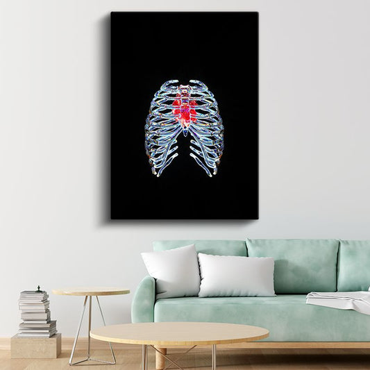 Neon Anatomi - Işıldayan Göğüs Kafesi Kanvas Tablo
