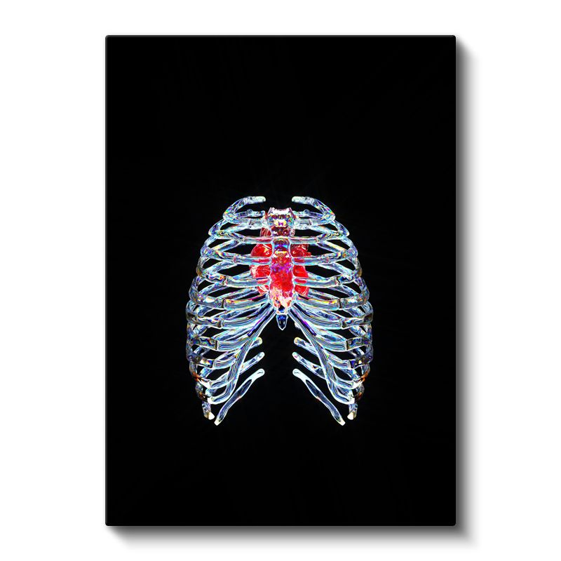 Neon Anatomi - Işıldayan Göğüs Kafesi Kanvas Tablo