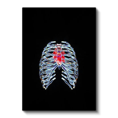 Neon Anatomi - Işıldayan Göğüs Kafesi Kanvas Tablo