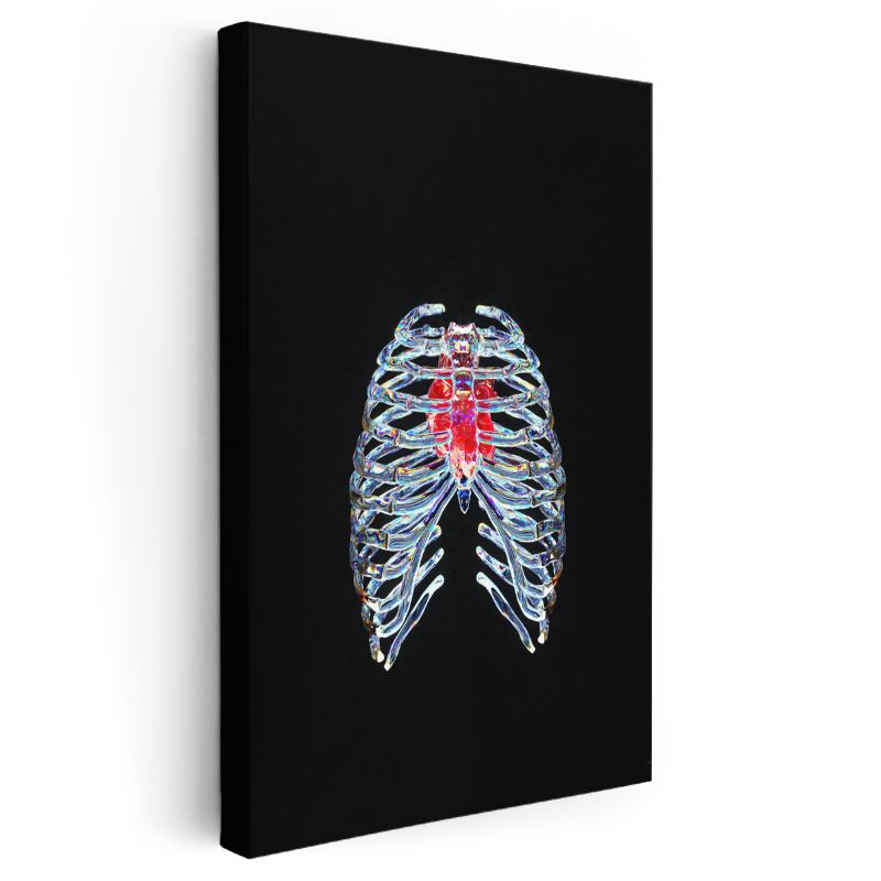 Neon Anatomi - Işıldayan Göğüs Kafesi Kanvas Tablo