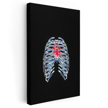 Neon Anatomi - Işıldayan Göğüs Kafesi Kanvas Tablo