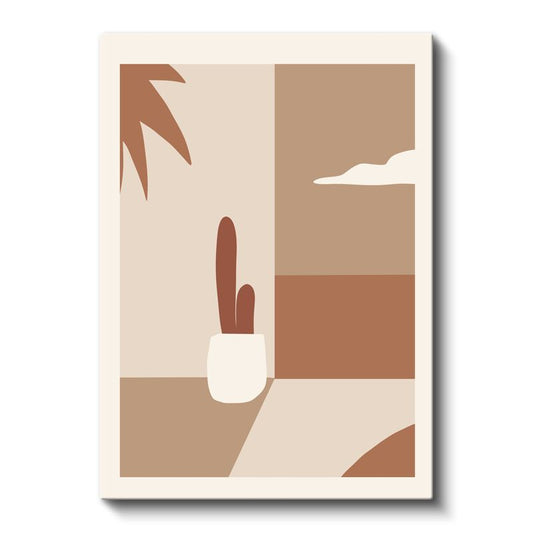 Çöl Minimalizmi - Geometrik Kaktüs Kompozisyonu Kanvas Tablo