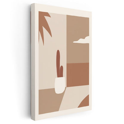 Çöl Minimalizmi - Geometrik Kaktüs Kompozisyonu Kanvas Tablo