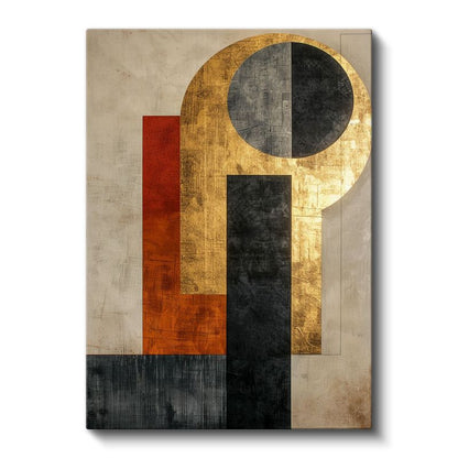Altın Geometri - Modern Soyut Kompozisyon Kanvas Tablo
