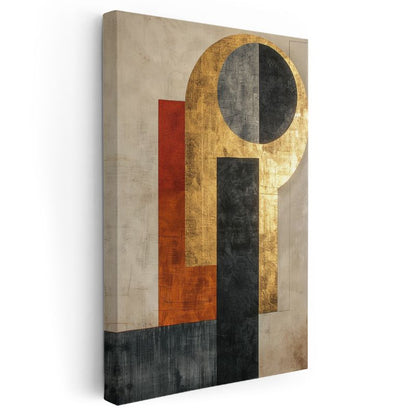 Altın Geometri - Modern Soyut Kompozisyon Kanvas Tablo