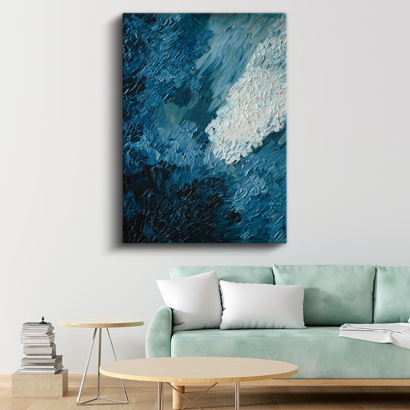 Okyanus Derinliği - Dokulu Mavi Dalgalar Kanvas Tablo