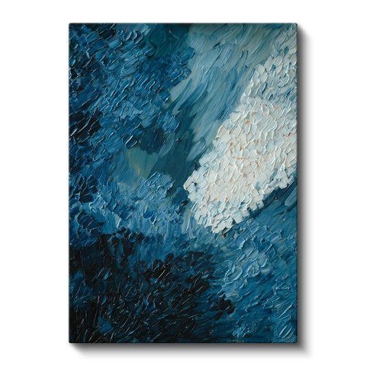 Okyanus Derinliği - Dokulu Mavi Dalgalar Kanvas Tablo