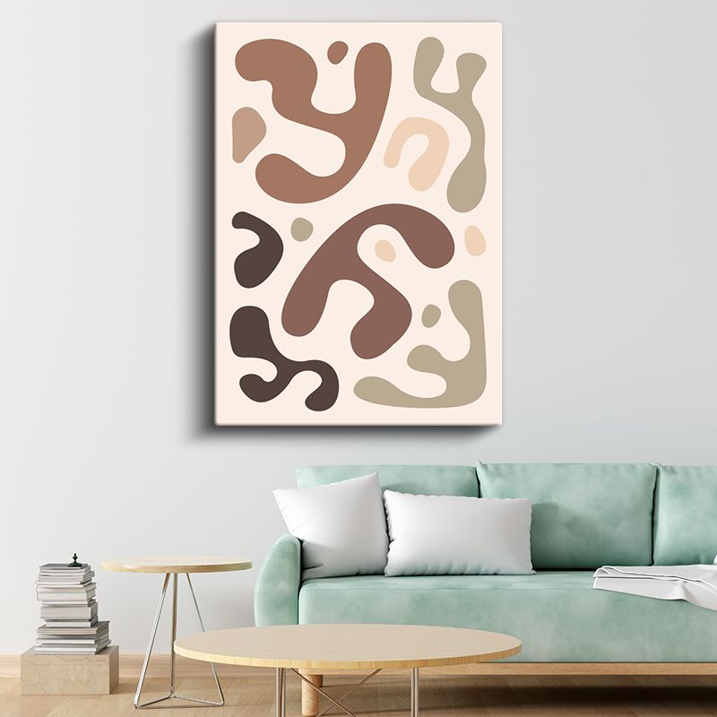 Yumuşak Dalgalar - Nötr Tonlarda Organik Formlar Kanvas Tablo