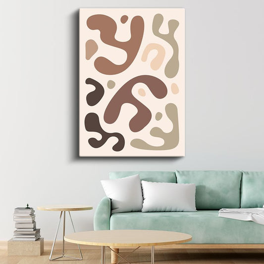 Yumuşak Dalgalar - Nötr Tonlarda Organik Formlar Kanvas Tablo