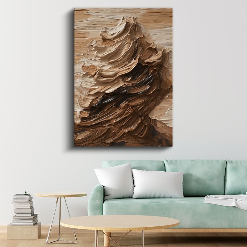 Kahverengi Dalga - Dokulu Soyut Hareket Kanvas Tablo