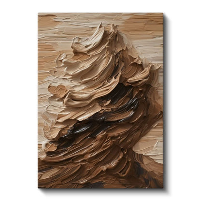 Kahverengi Dalga - Dokulu Soyut Hareket Kanvas Tablo