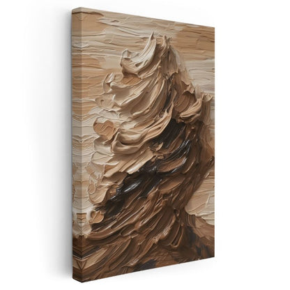 Kahverengi Dalga - Dokulu Soyut Hareket Kanvas Tablo
