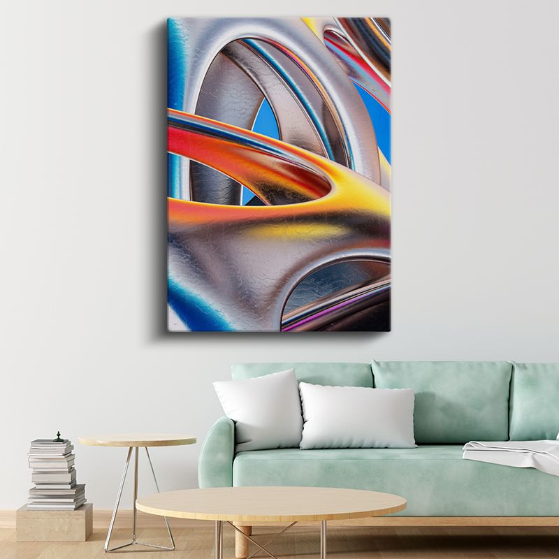 Metalik Dalgalar - Parlak Renkli Soyut Geometri Kanvas Tablo
