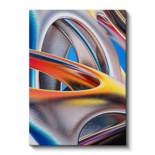 Metalik Dalgalar - Parlak Renkli Soyut Geometri Kanvas Tablo