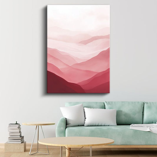Pembe Katmanlar - Yumuşak Geçişli Dağ Siluetleri Kanvas Tablo