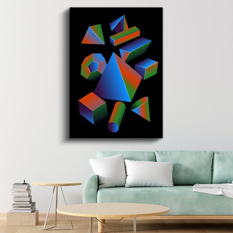 Geometrik Evren - Renkli 3D Şekiller Kompozisyonu Kanvas Tablo