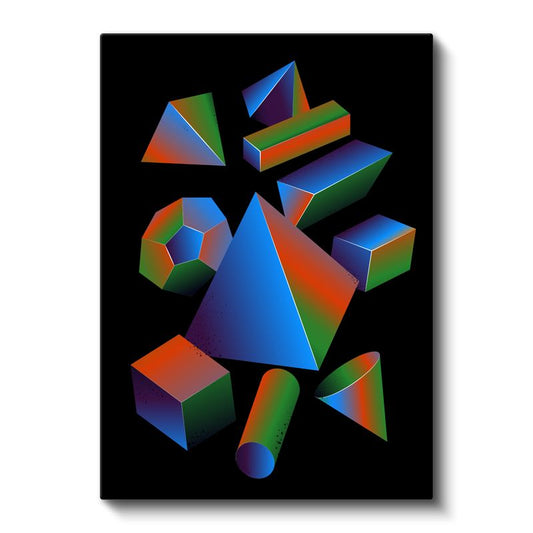 Geometrik Evren - Renkli 3D Şekiller Kompozisyonu Kanvas Tablo