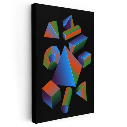 Geometrik Evren - Renkli 3D Şekiller Kompozisyonu Kanvas Tablo
