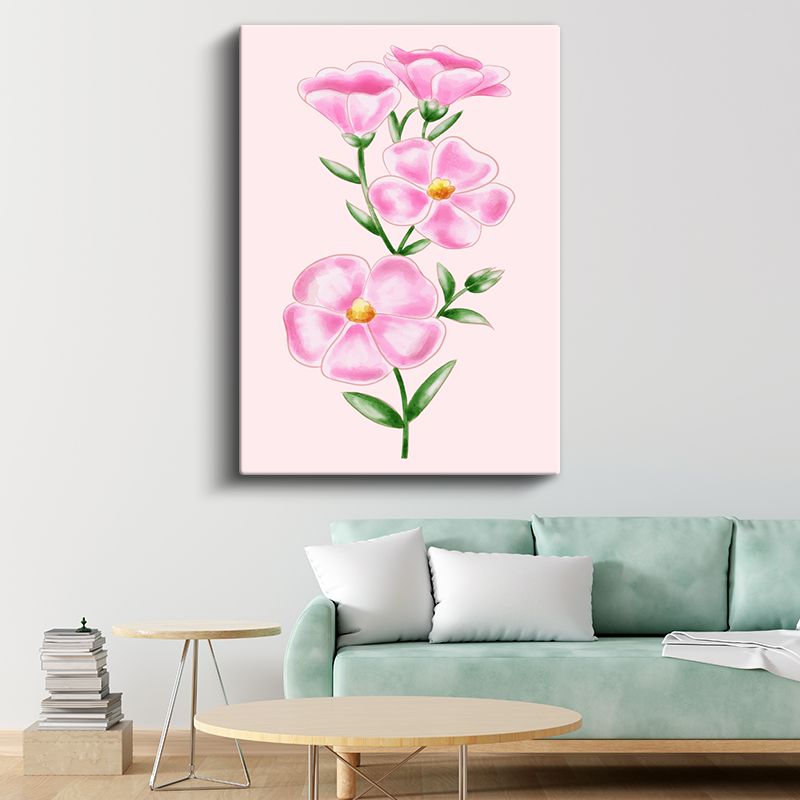 Zarif Çiçekler - Minimalist Pembe Flora Kanvas Tablo