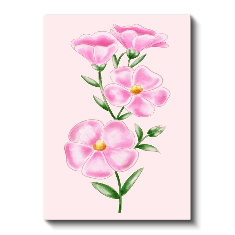 Zarif Çiçekler - Minimalist Pembe Flora Kanvas Tablo