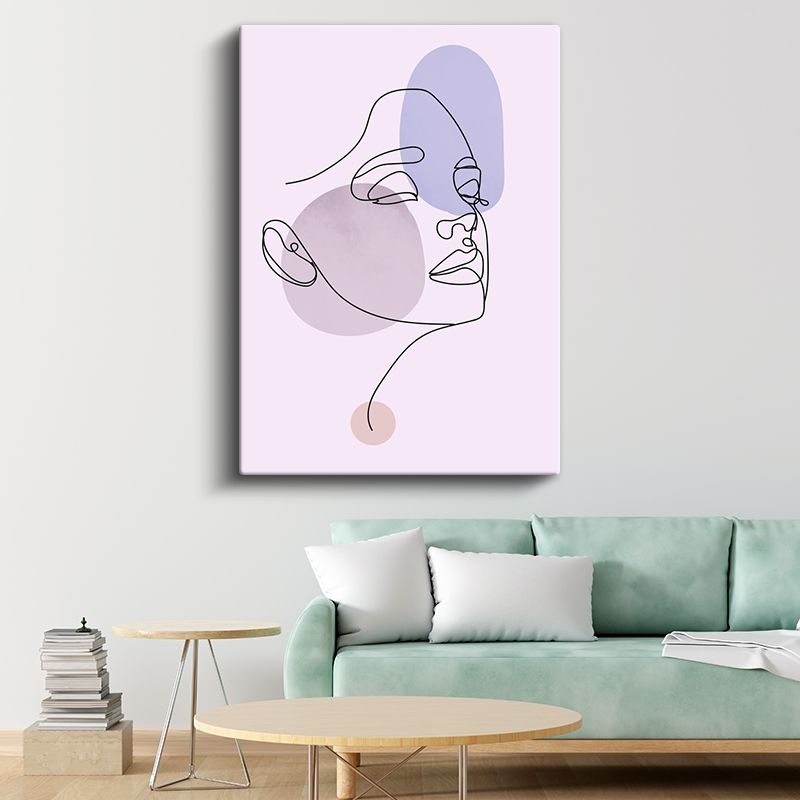 Tek Çizgi Portre - Minimalist Yüz Silueti Kanvas Tablo