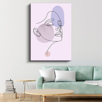 Tek Çizgi Portre - Minimalist Yüz Silueti Kanvas Tablo