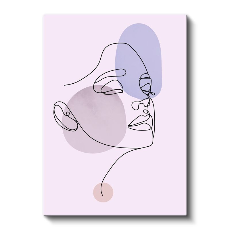 Tek Çizgi Portre - Minimalist Yüz Silueti Kanvas Tablo