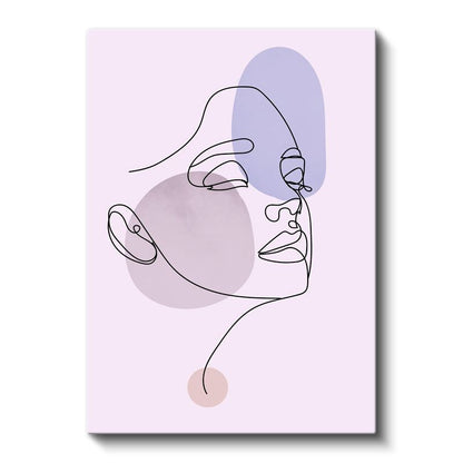 Tek Çizgi Portre - Minimalist Yüz Silueti Kanvas Tablo