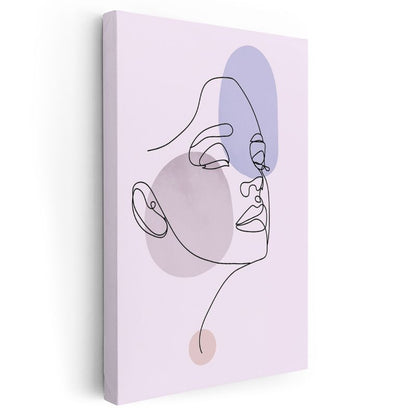 Tek Çizgi Portre - Minimalist Yüz Silueti Kanvas Tablo