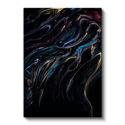 Gece Akışı - Koyu Zeminde Renkli Dalgalar Kanvas Tablo