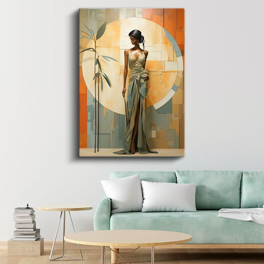 Zarif Duruş - Modern Geometrik Kompozisyon Kanvas Tablo